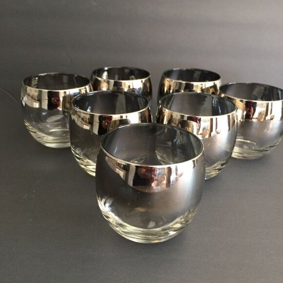 Mid Century Silver Fade RolyPoly 8 oz. Cocktail Glasses Set Of 6 Dorothy Thorpe - Picture 1 of 3